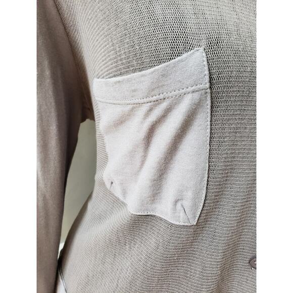 Luna Sweater Womens Gray Mesh Knit Long Sleeve Chest Pockets Button Front M - Picture 8 of 11